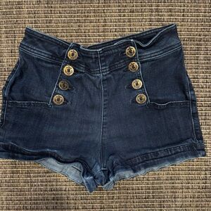 Express Blue High-Waisted Jean Shorts Sailor Style